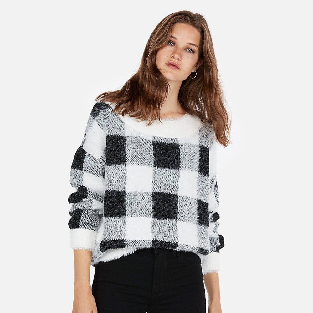 Express Plaid Textured Sweater